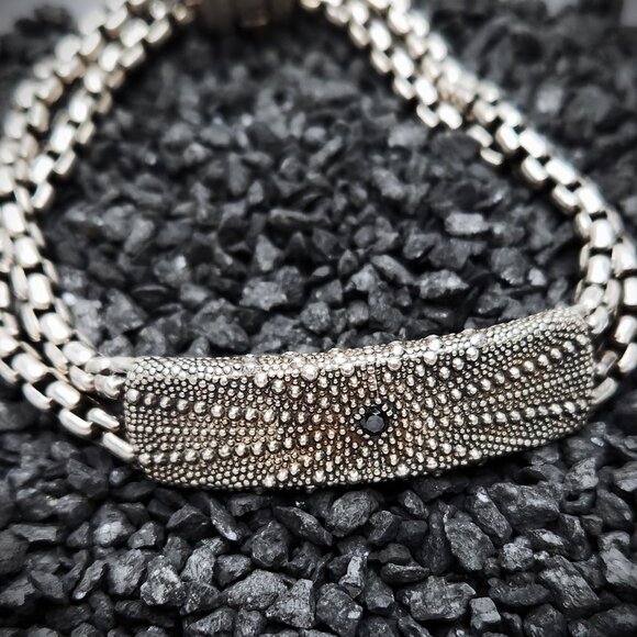 David Yurman Men's ID Bracelet with Black Diamond 8.5" - Picture 1 of 6